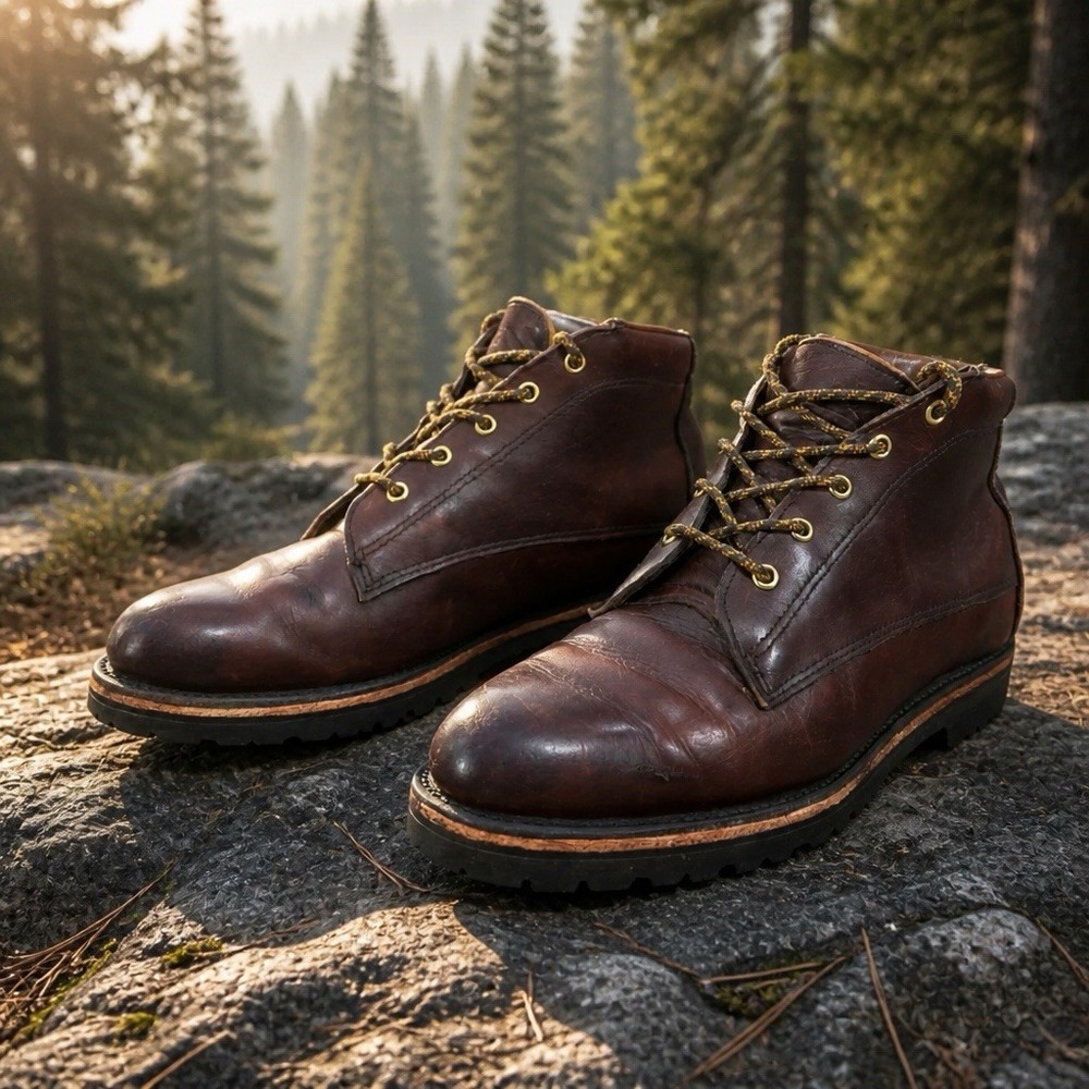 Vintage Filson Brown Leather Boots Mens 9 D Field Chukka Smooth Toe Gumlite